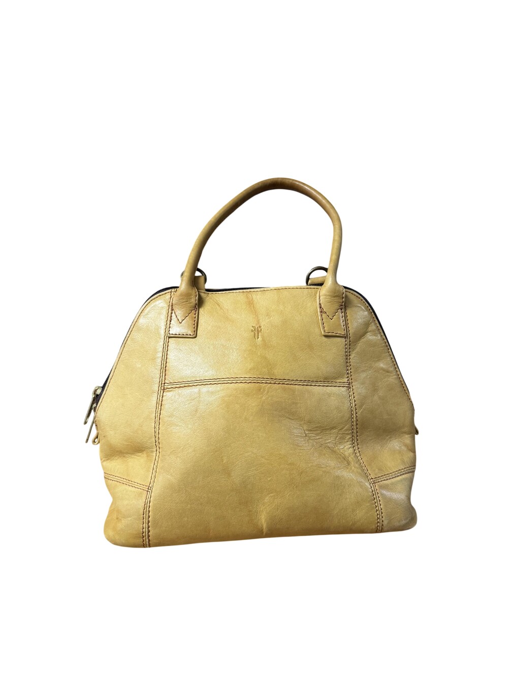 Frye Satchel Bag Womens Medium Yellow Leather Top Handle Shoulder Crossbody